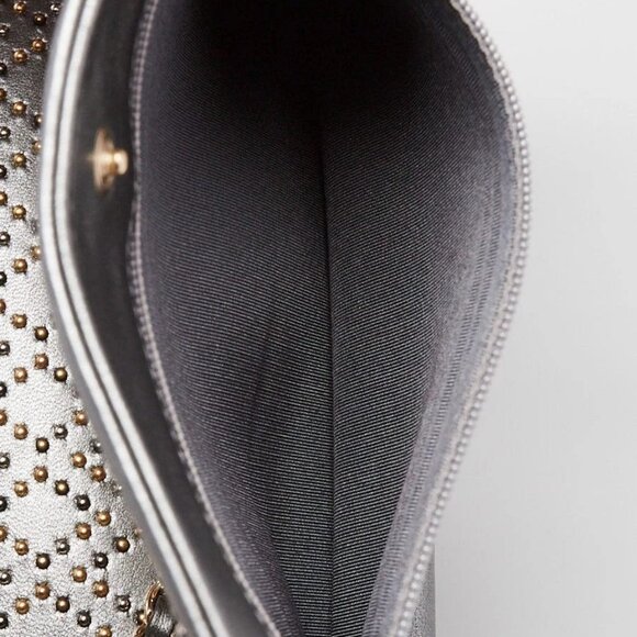 Chanel Silver Studded Lambskin Leather WOC Clutch Bag - Picture 9 of 12